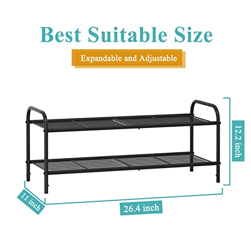 GILLAS 2 Tier Shoe Rack,Shoe Organizers,Metal Shoe Rack for Closet,Shoe Storage for Entryway,Hallway,Bedroom-Black - Image 4
