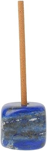 Qordelia Soporte de incienso de cristal natural para varillas, quemador de incienso de piedra de cristal curativa para meditación y yoga, lapislázuli