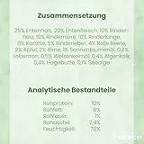 FRESCO Dog NassBarf Ente & Rind 12 x 400g | Hundefutter Nass getreidefrei | 80% Frischfleisch | Nassfutter für Hunde ohne künstliche Zusätze | Aus Deutschland