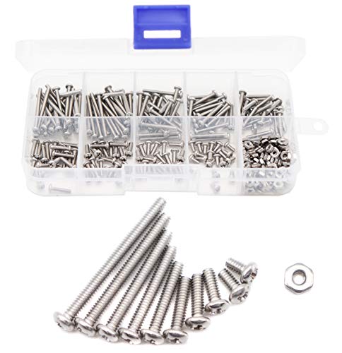 binifiMux 300pcs 2-56 Pan Phillips Machine Screws Hex Nuts Assortment Kit,5/32