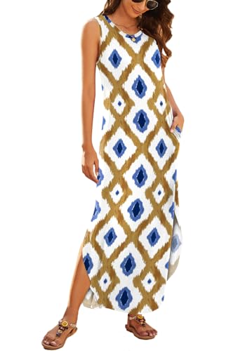 Image of Hount Women's Casual Summer Sleeveless Dress Loose Split Maxi Dresses with Pockets