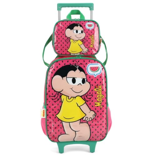 Mochila Infantil Rodinhas Magali Com Lancheira e Estojo Pink