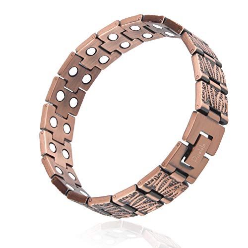 Picalela Copper Magnetic Bracelet for Arthritis Pain Relief and Carpal Tunnel, 8.7'' Handmade Pure Copper Magnetic Therapy Bracelet Bangle With Double Raw 3500 Gauss Strong Magnets, Adjustable(A5)