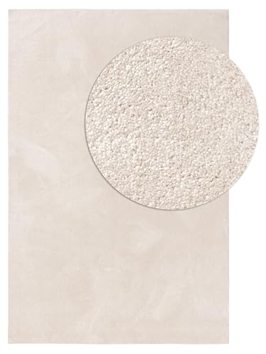 benuta Nest Waschbarer Teppich Nina - Creme 80x150 cm - Kunstfaser - Rechteckig & im Style: Uni, Minimalistisch - Pflegeleicht für Wohnzimmer Schlafzimmer