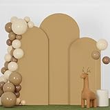 FANPROMS Juego de 3 fundas de arco de elastano caqui de 5 pies, 6 pies y 7 pies, juego de 3 fundas de arco de boda para soporte de arco de metal, funda elástica para baby shower, fiesta de cumpleaños,