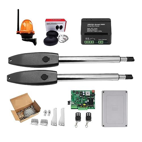 KONGMM Motor Puerta Corredera Kit de abrepuertas automático Operador de Puerta Doble de Servicio Pesado for Puertas batientes Dobles Motor de CA de hasta 16 pies o 880 LB(Kit E)