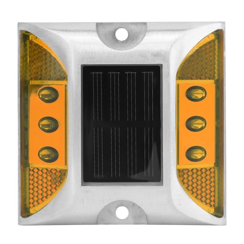 Klanata Solar Deck Lights LED Driveway Lights Solar Powered Dock Light for Outdoor Road, Ground, Step, Sidewalk, Stair, Boat, Garden, Pathway, Yard Markers (Yellow)