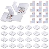 24PCS 4-Pin RGB Led Light Strip Connectors and 12 Pcs L Shape PCB. 10mm Gapless Solderless Adapter E