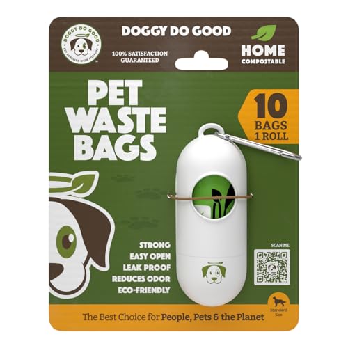 Image of Doggy Do Good - 10 Count, Standard Size - Heavy Duty Poop Bags for Dogs with Handles & Premium Dispenser - Dog Waste Bags Made from Bio-Based Materials - Landfill-Friendly, Unscented, Leak-Proof