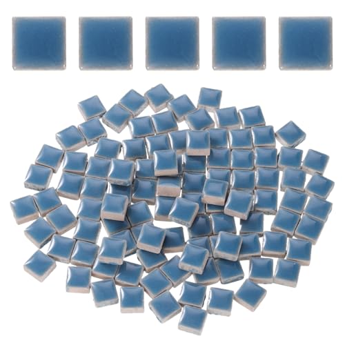 QUARKZMAN 100g Quadratische Mosaikfliesen, bunte Keramik-Mosaikfliesen für Bastelbedarf in Großpackungen zur Heimdekoration Kunsthandwerk DIY-Projekte, 1x1cm, Himmelblau