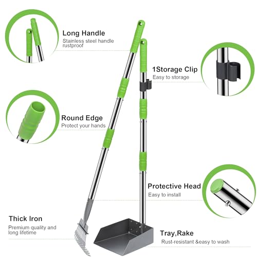 Niubya-Pooper-Scooper-for-Dogs-Metal-Poop-Scooper-Tray-and-Rake-Set-with-Adjustable-Long-Handle-Dog-Pooper-Scooper-for-Pet-Waste-Removal Niubya Pooper Scooper for Dogs Metal Poop Scooper Tray and Rake Set with Adjustable Long Handle Dog Pooper Scooper for Pet Waste Removal
