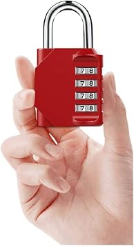 Red Padlock,Combination Padlock, 4 Digit Outdoor Waterproof Resettable Combination Padlock for School Gym Locker, Resettable Combo Lock for School and Gym Lockers