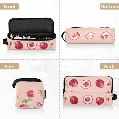 Bolsa de viaje para herramientas de cabello para mujeres con tapete resistente al calor removible, estuche portátil para planchas para el cabello, herramientas de calor y accesorios de cuidado capilar, diseño frutal rojo-cassis melocotón miniatura 5