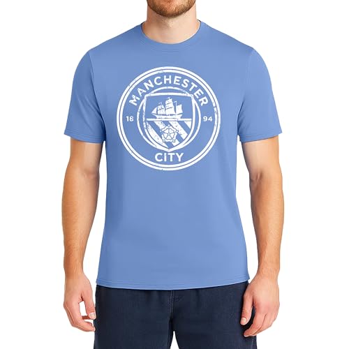 Icon Sports Official Manchester City FC Cotton T-Shirt - Unisex Adult - MC163CT Light Blue XL