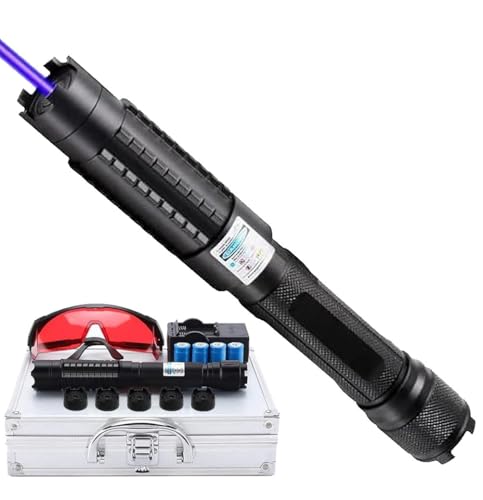 Long Distance Blue Light High Power Blue Light Flashlight with Adjustable Focus, Rechargeable Handheld for Hiking