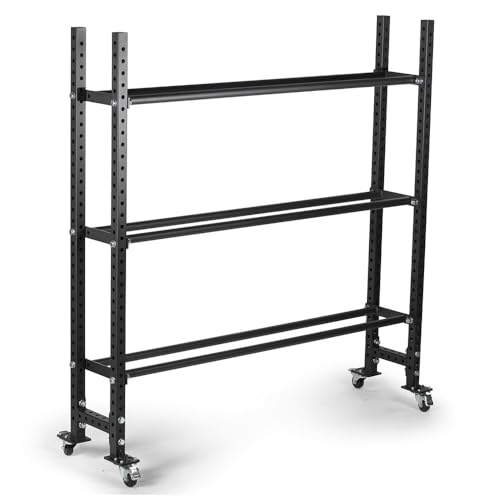 Titan Fitness Elite Series Mass Storage System for Bumper Plate Medicine Ball Storage (3 Tier 73"/70" Shelf Length/Wheels)