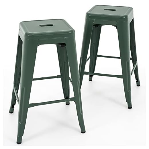 Set of 2 Stackable Metal Bar Stools
