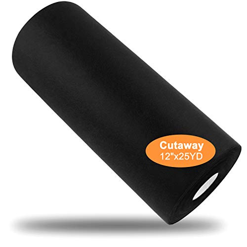 New brothread Black Cut Away Machine Embroidery Stabilizer Backing 12" x 25Yd roll - Medium Weight 2.5 oz - 2 Options - 3 Options - Tear Away/Cut Away/No Show Mesh