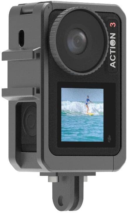 Compatible with DJI Action 3 Anti-Scratch Camera Holder Metal Protective Frame for DJI Action 3 Anti-Scratch Camera Accessories Black (A534)