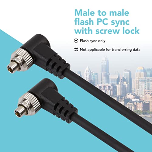 Image of Foto&Tech Male to Male M-M Flash PC Sync Cable Cord 12-Inch Coiled Cord with Screw Lock Compatible with Nikon, Canon, and Most DSLR Cameras Flash Trigger (Male to Male Flash PC Sync Cable)