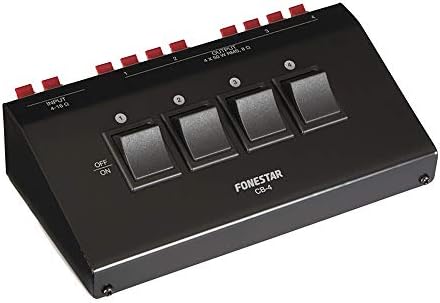 FONESTAR 4 Way Audio Speaker Selector Metal Bodied Switch Box Stereo Switcher Home