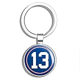 PRS Vinyl Round #13 Odell Beckham Jr Giants Colors (ny New York Number) Double Sided Stainless Steel Keychain Key Ring Chain Holder Car/Key Finder