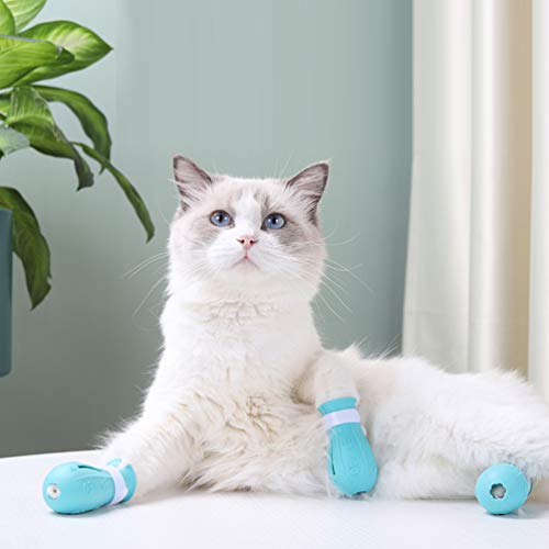 ULTECHVO Sapatos antiarranhões para pés de gato – capa de unha de borracha silicone para gatos 4 peç