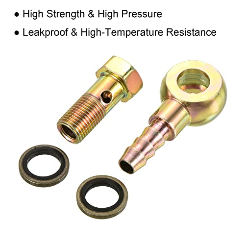 PATIKIL Hose Barb Fitting Elbow 8mm Barbed M10x1 Male Thread, Steel Pipe Adapter Connector, Gold, 8mm to M10x1 - Image 4