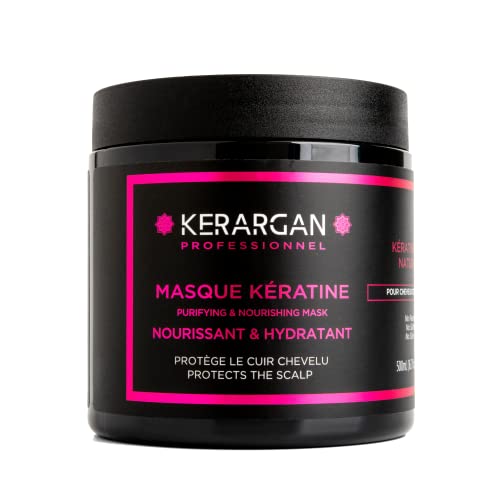 Kerargan - Masque Capillaire à la Kératine pour Régénérer et Fortifier le Cheveu - Cheveu Sec et Abîmé - Sans sulfate, Paraben et Silicone - 500 ml