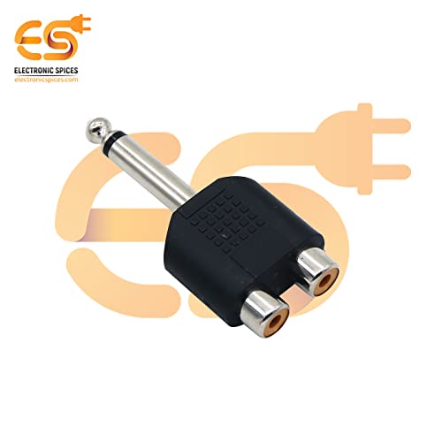 Image of Electronic Spices Single 6.35mm male to 2 RCA female dual splitter interface audio connectors pack of 20pcs