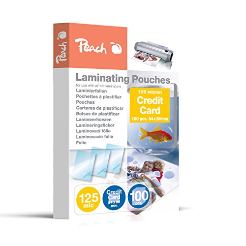 Peach Laminierfolien 54x86mm Kreditkarte - 125 mic - 100 pouches - glänzend - kompatibel mit Laminiergeräten aller Markenhersteller - PP525-07
