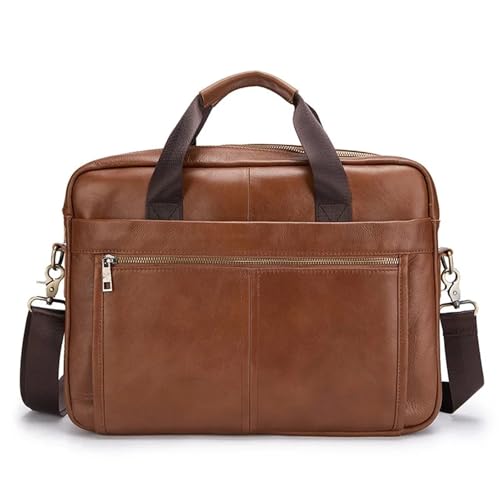 Maletín ejecutivo cuero genuino bolso negocios retro portátil A4 viaje