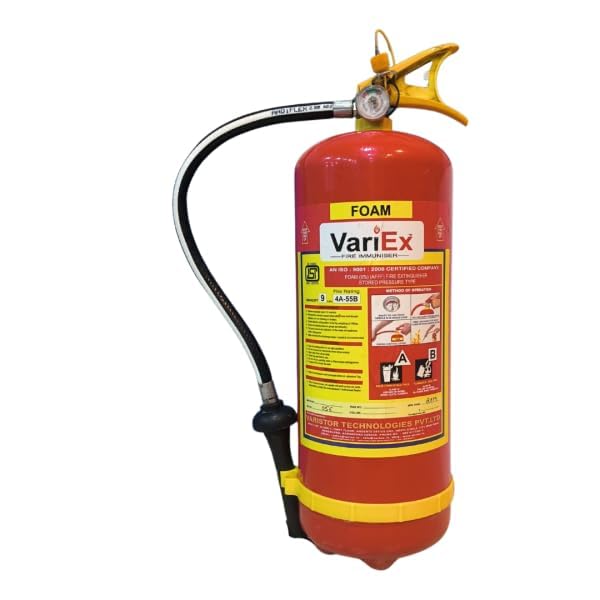 VariEx Mechanical Foam Type Fire Extinguisher 9 litres -AFFF Foam for Class A & B Fires | ISI Approved Industrial Fire Ext... - Review, Price and Buying Guide