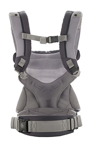 Ergobaby Babytrage 360 Cool Air Carbon Grey inkl. Neugeboreneneinsatz, 4in1 Baby Tragehilfe Rückentrage Bauchtrage - Image 3