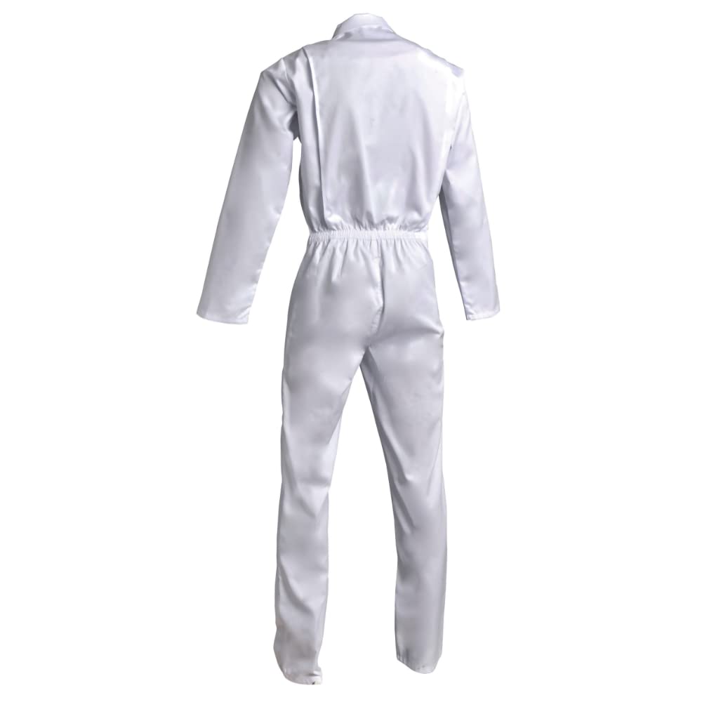 Combinaison agroalimentaire blanche et médicale homme manches longues en polyester/coton épais et résistant. (L)