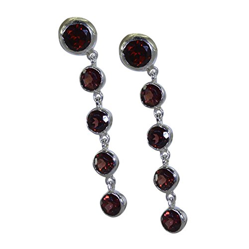 Boucles d'oreilles grenat véritable argent 925 cadeau de naissance