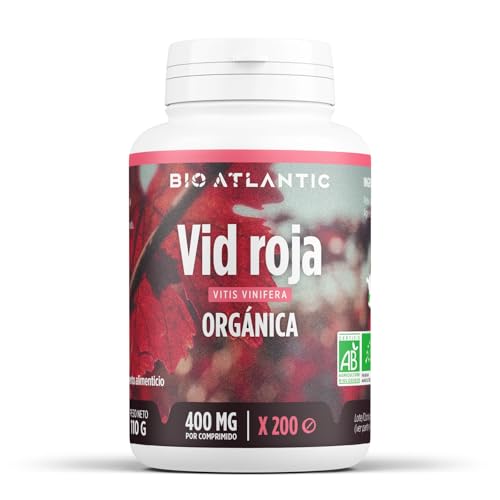 ✿ Vid Roja Hojas Orgánica - 1200 mg por dosis diaria - 200 comprimidos - Alta Concentración, Formato Ahorro, Premium y Vegetal