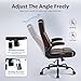 amseatec Office Chair, Executive PU Leather Chair, Ergonomic Computer Desk Chair with Lumbar Support and Adjustable Flip-Up Arms, Rocking Task Chair (Brow