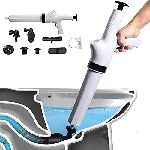 Toilet Plunger, Air Power Bathroom Plunger, High Pressure Air Power Drain Blaster Gun, Powerful for Bathroom, Toilet, Bathtubs, Kitchen,Floor Drain, Sink, Clogged Pipe (Grey)