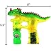 Haktoys 2-Pack Jurassic Dinosaur Light Up Bubble Gun Shooter | Bubble Blower for Toddlers, Kids, Parties | LED Flashing Lights, Extra Refill Bottles, Sound-Free (Complementary Batteries Included)