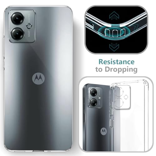 Image of Fashionury Shockproof Crystal Clear Back Cover Case for Motorola Moto G14 | Raised Bumps for Camera & Screen Protection | Transparent Back Cover Case for Motorola G14 / Moto G14