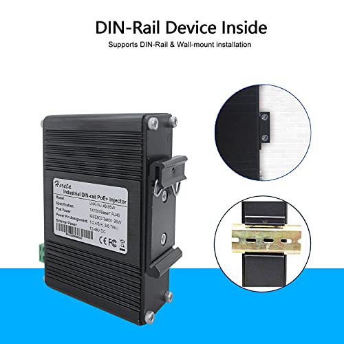 Hardened Industrial Gigabit PoE++ Injector 12-48VDC Input with DIN-Rail and Wall Mount Connecting The IEEE 802.3 bt PoE Device (95W) - Thumbnail 6