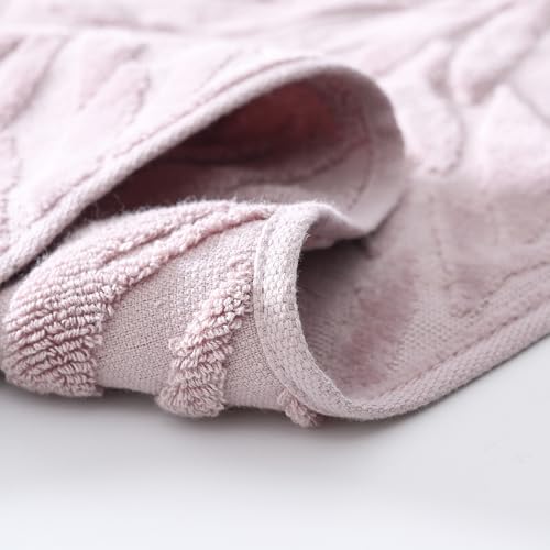 Sense Gnosis MJXC3 Jacquard Full Embossed Velvet Salix Leaves Pattern Hand Towel Set Of 2 Super Soft 100% Cotton Highly Absorbent Decorative Hand Towels thumb #8