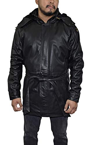 Victory Outfitters Men's 3/4 Length Genuine Leather Coat w/Removable Hood4