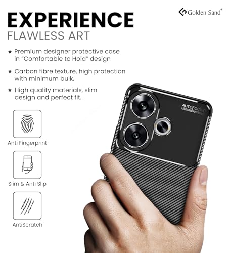 Image of Golden Sand for Poco F6 5G Cover Drop Tested Shock Proof Slim Armor Aramid Carbon Fibre Rugged TPU Case for Poco F6 5G, Black