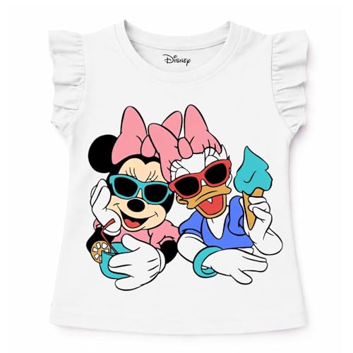 Image of Kuchipoo Disney Minnie Mouse Girls T-Shirt | Cute Cartoon Graphic Print | Frill Sleeve Girls Top | Soft Cotton Casual Wear | Pack of 3