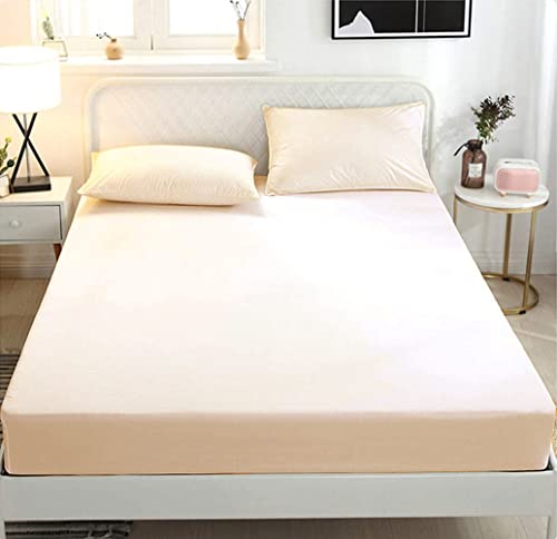 Precious Star Linen Queen Fitted Sheet - 100% Long Staple Egyptian Cotton Cool & Soft Sateen Weave 16-18 Inch Deep Pocket 1-Piece Fitted Sheet for Queen Size Bed - Lightweight Crisp- Blush