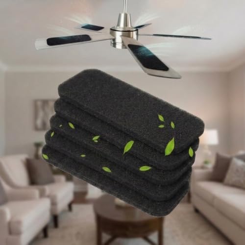Image of HASTHIP 5pcs ceiling fan filter air purifier pads dust collector fan blade | Activated Coconut Shell Carbon Air Purifier Pads Unscented Dust and Allergen Capture for Household Ceiling Fans Black