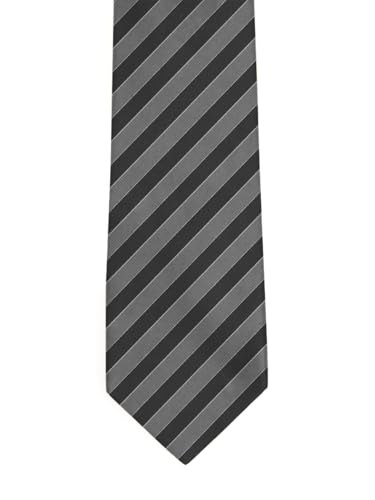 Image of BLACKSMITH Black & Grey Stripe Neck Tie for Office Wear, Formal Ties for Men - 3 inch Smart Width Necktie