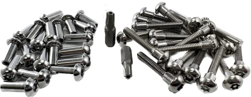 Harris Hardware 90203 Chrome Plated Torx T27 Security Fastener Pack for 1-1/4 in. Panels, 20 Sets of Shoulder Bolt & Barrel Nut with 2 T27 Bits